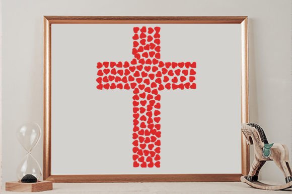 Christian Cross Made of Hearts